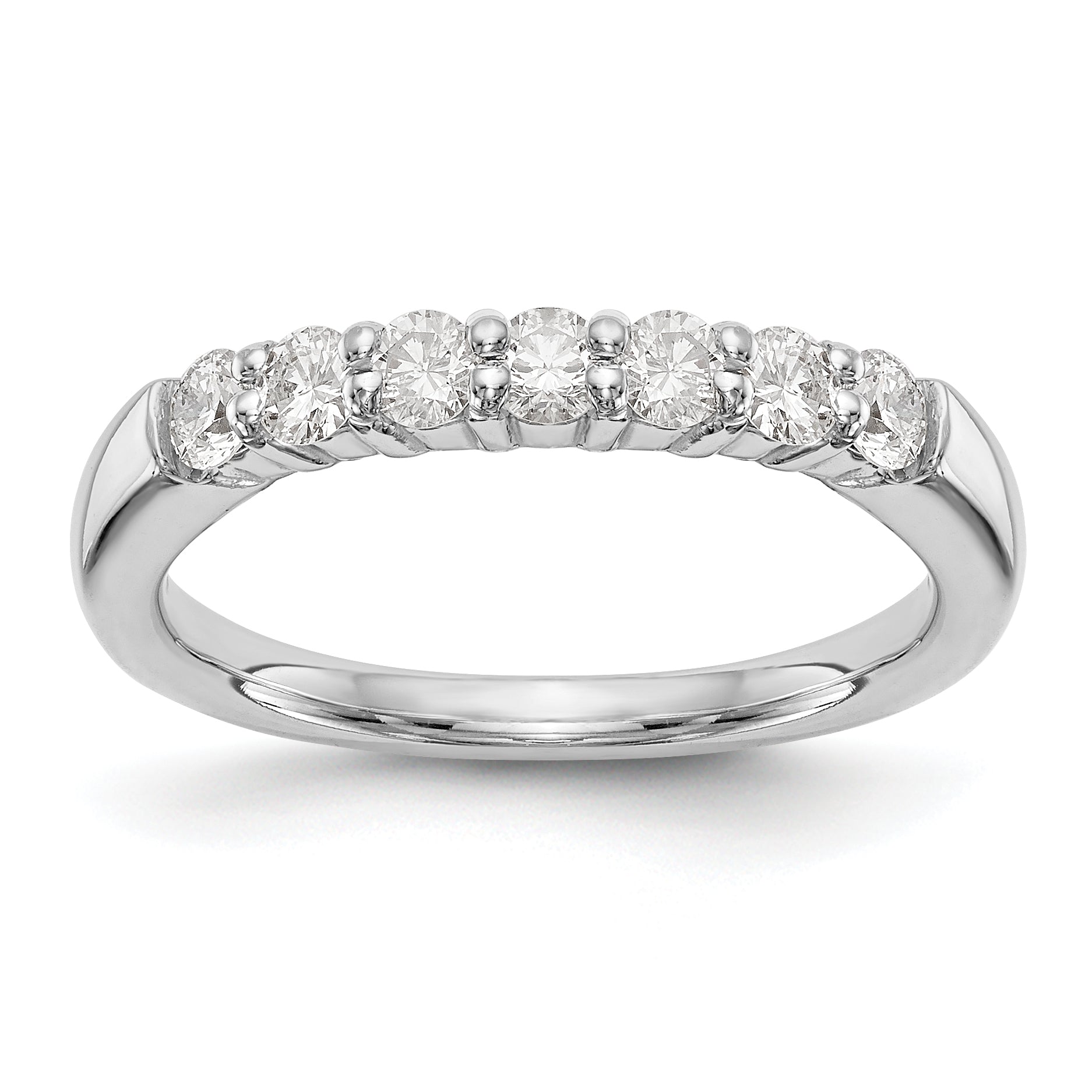 0.80ct. CZ Solid Real 14K White Gold 7-Stone Wedding Band Ring