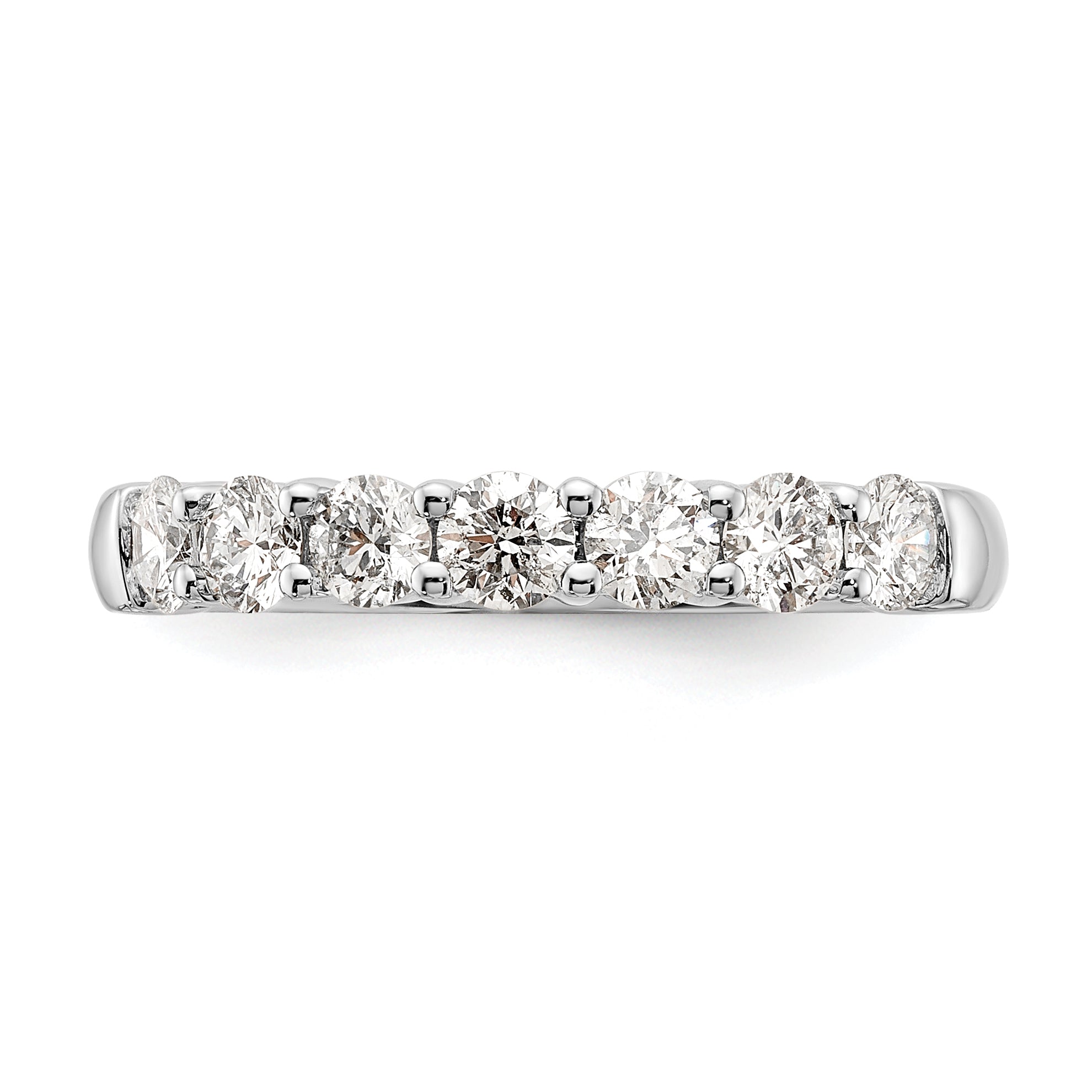 1.05ct. CZ Solid Real 14K White Gold 7-Stone Wedding Band Ring