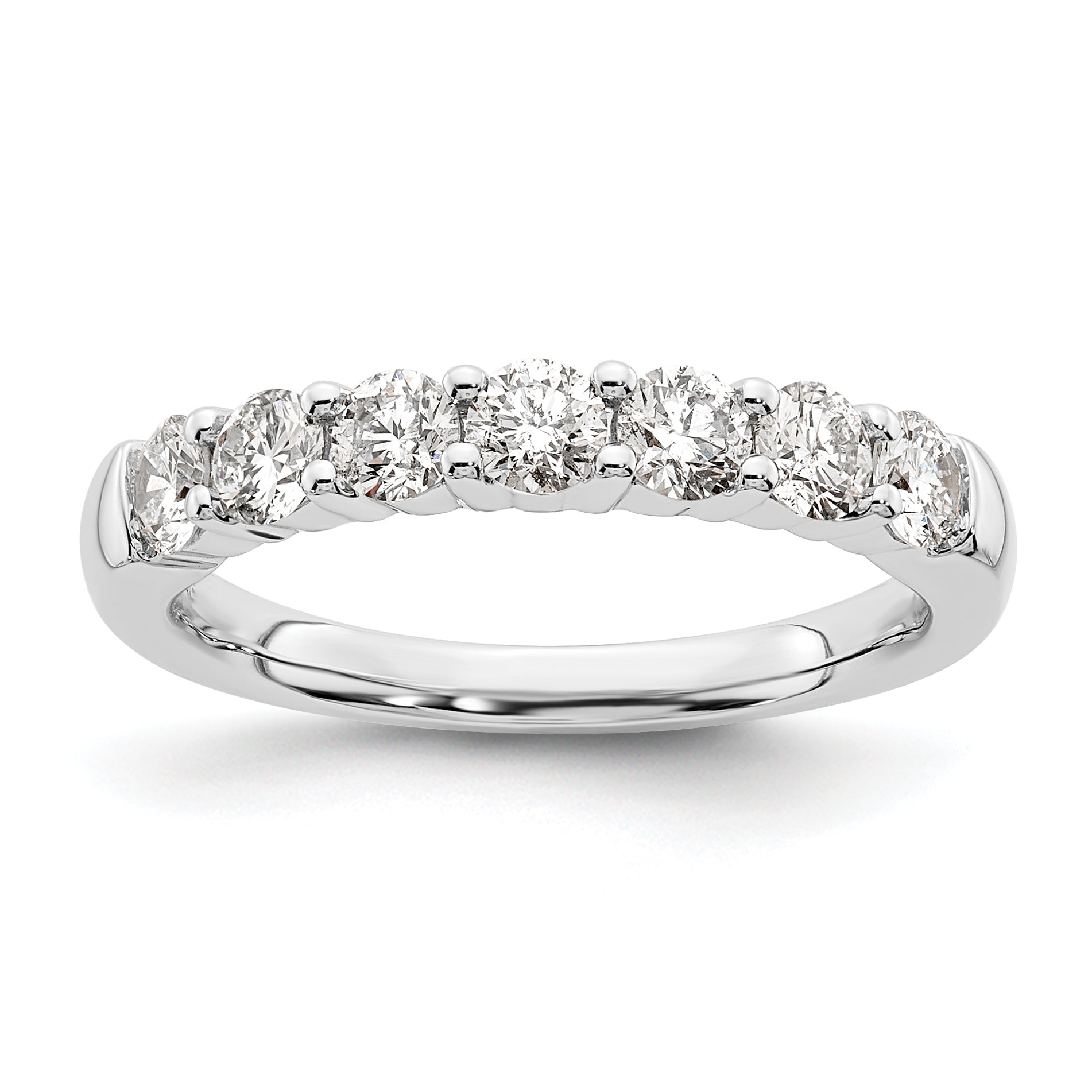1.05ct. CZ Solid Real 14K White Gold 7-Stone Wedding Band Ring
