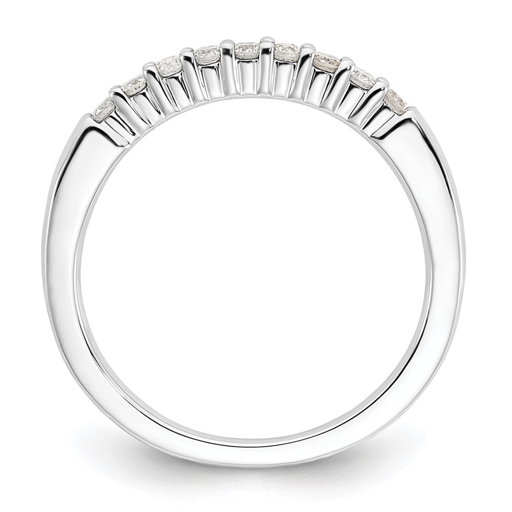 14K White Gold 9-Stone Real Diamond Band