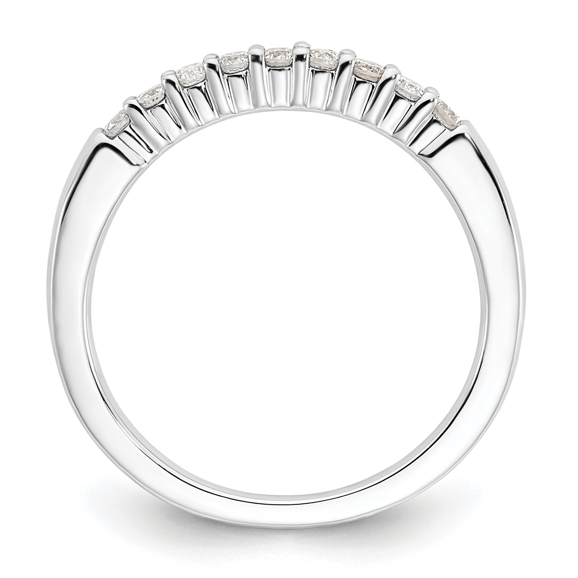 0.23ct. CZ Solid Real 14K White Gold 9-Stone Wedding Band Ring