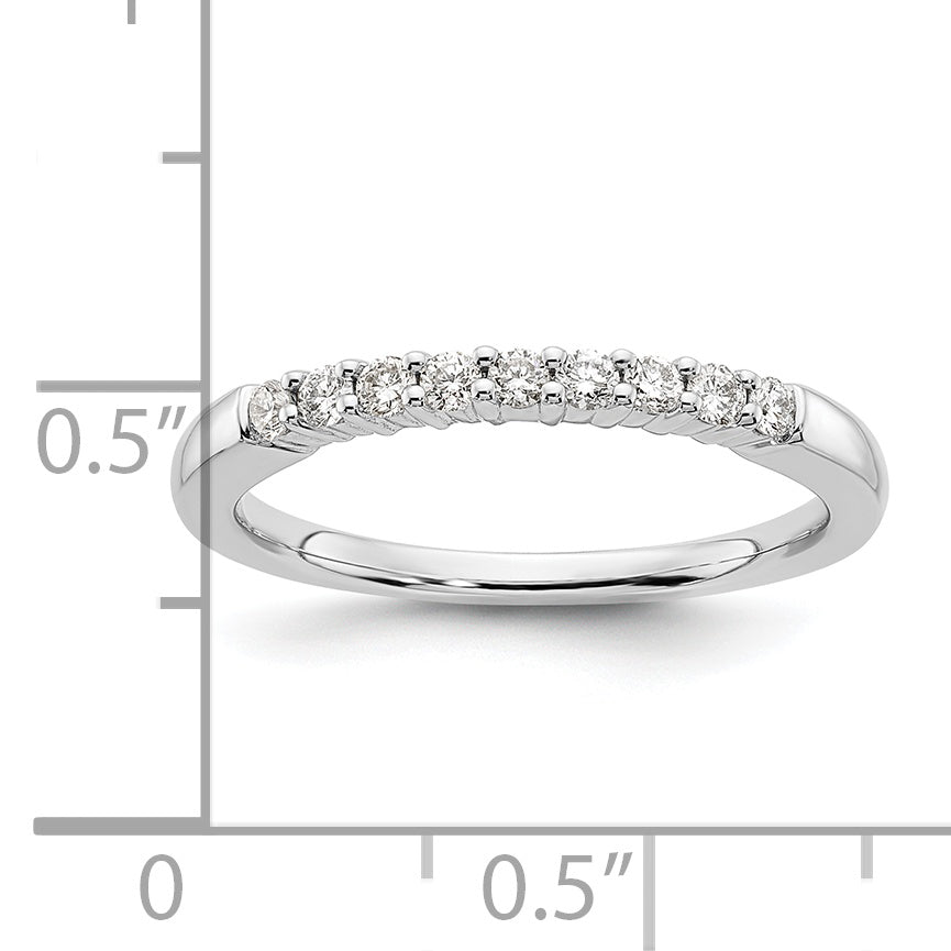 0.23ct. CZ Solid Real 14K White Gold 9-Stone Wedding Band Ring