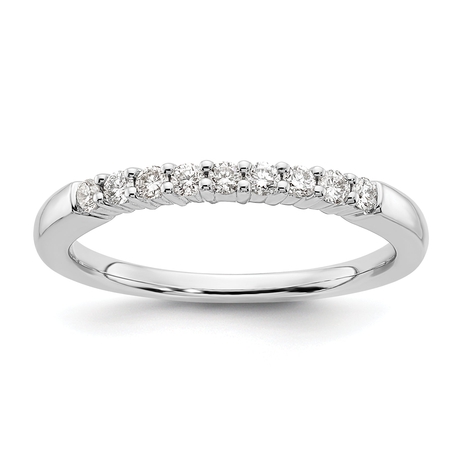 0.23ct. CZ Solid Real 14K White Gold 9-Stone Wedding Band Ring