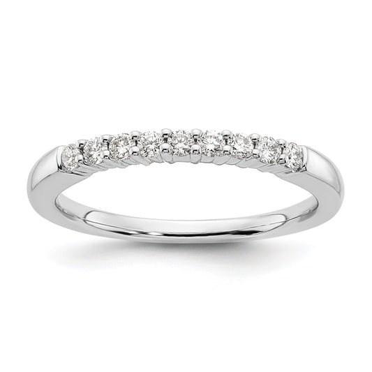 0.23ct. CZ Solid Real 14K White Gold 9-Stone Wedding Band Ring