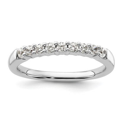 14K White Gold 9-Stone Real Diamond Band