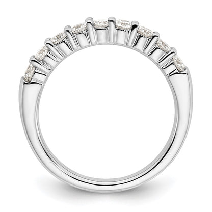 14K White Gold 9-Stone Real Diamond Band
