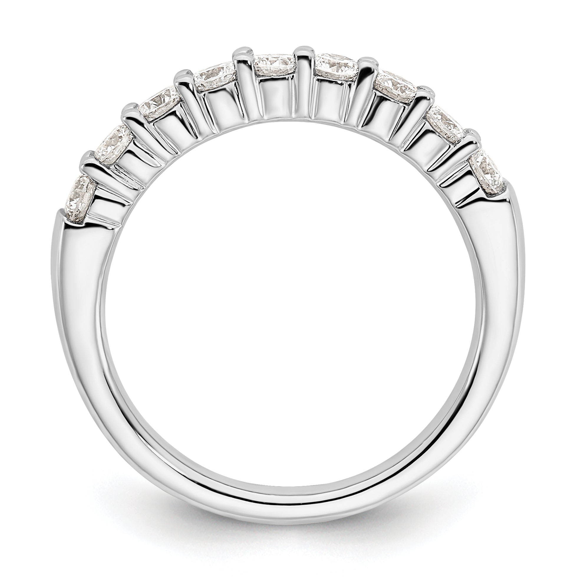 0.71ct. CZ Solid Real 14K White Gold 9-Stone Wedding Band Ring