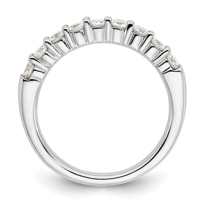 0.71ct. CZ Solid Real 14K White Gold 9-Stone Wedding Band Ring