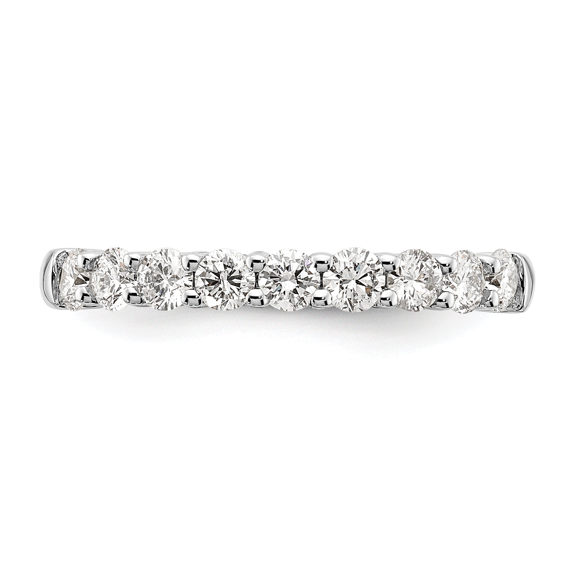 0.71ct. CZ Solid Real 14K White Gold 9-Stone Wedding Band Ring