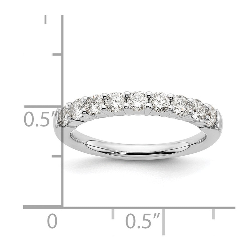 14K White Gold 9-Stone Real Diamond Band