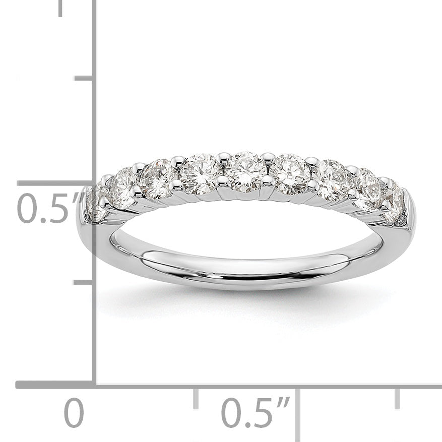 0.71ct. CZ Solid Real 14K White Gold 9-Stone Wedding Band Ring