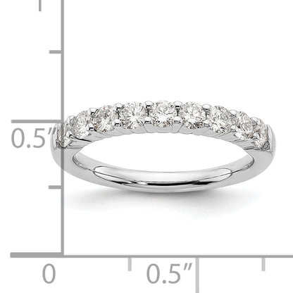 0.71ct. CZ Solid Real 14K White Gold 9-Stone Wedding Band Ring