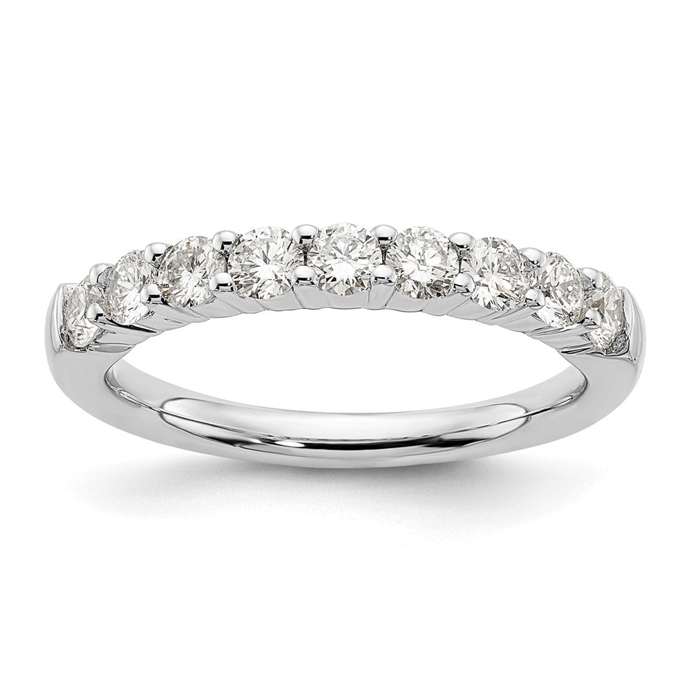 14K White Gold 9-Stone Real Diamond Band