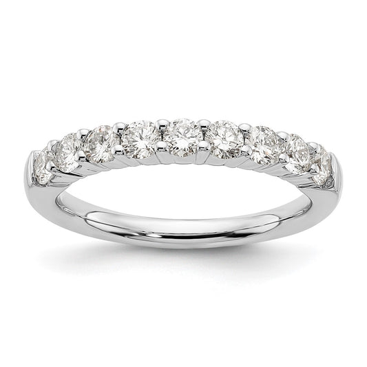 14K White Gold 9-Stone Real Diamond Band