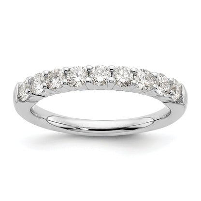 0.71ct. CZ Solid Real 14K White Gold 9-Stone Wedding Band Ring