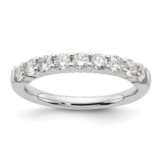 0.71ct. CZ Solid Real 14K White Gold 9-Stone Wedding Band Ring