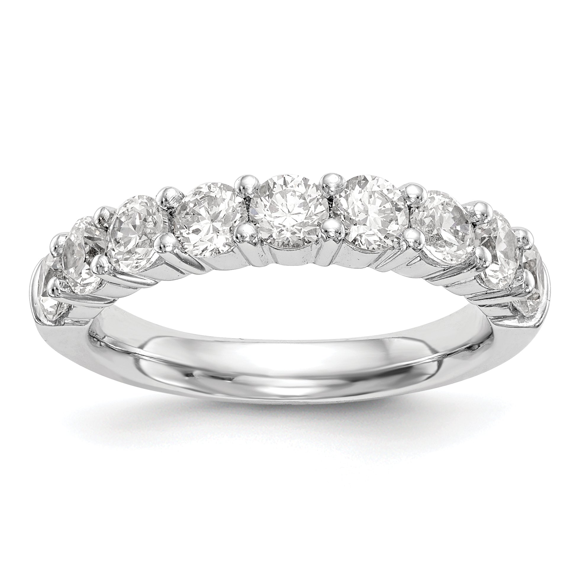 1.00ct. CZ Solid Real 14K White Gold 9-Stone Wedding Band Ring