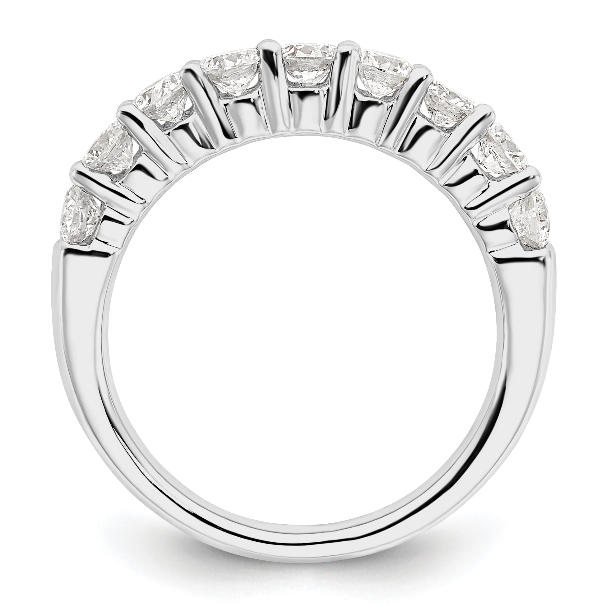 1.15ct. CZ Solid Real 14K White Gold 9-Stone Wedding Band Ring