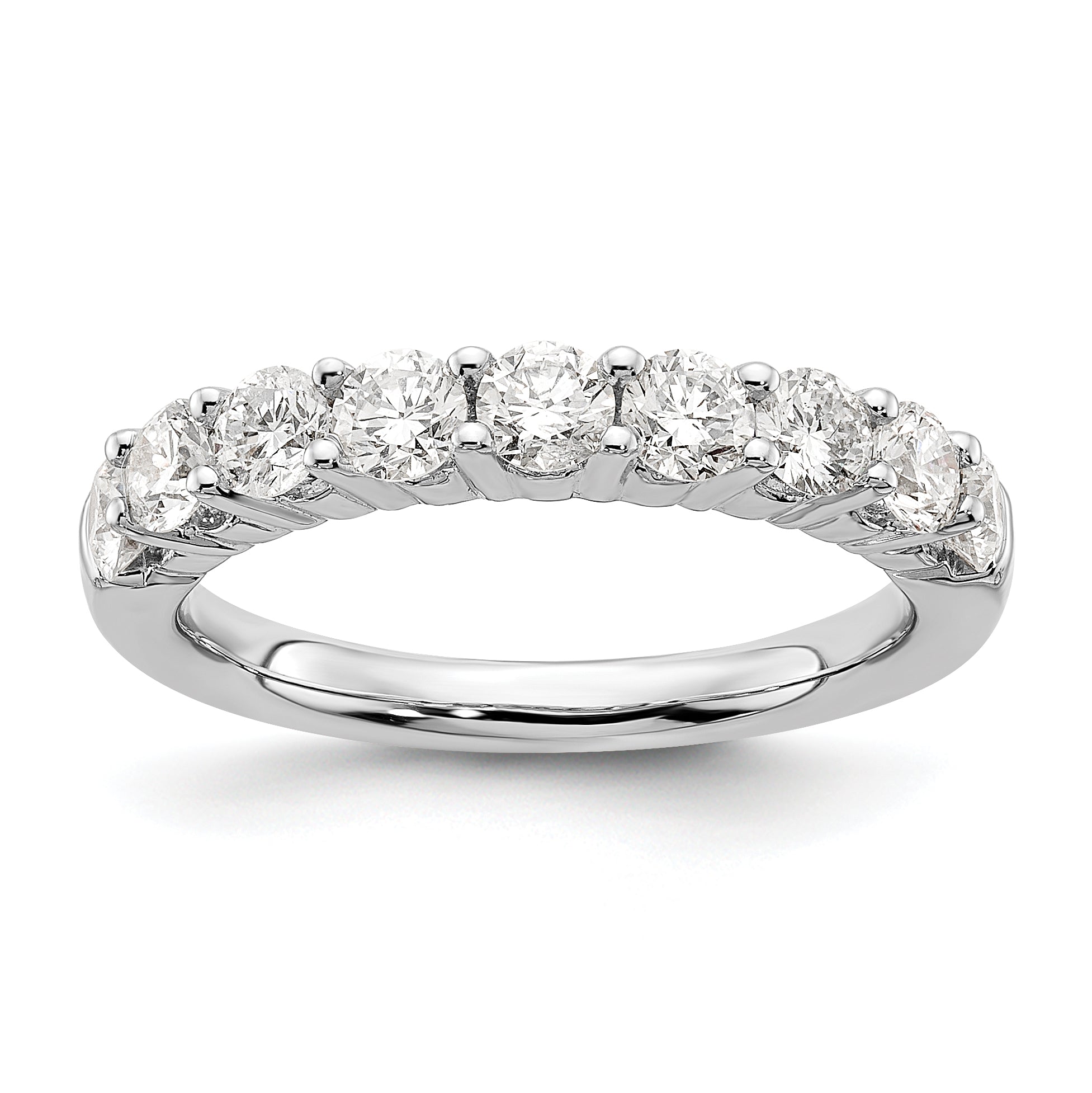 1.15ct. CZ Solid Real 14K White Gold 9-Stone Wedding Band Ring