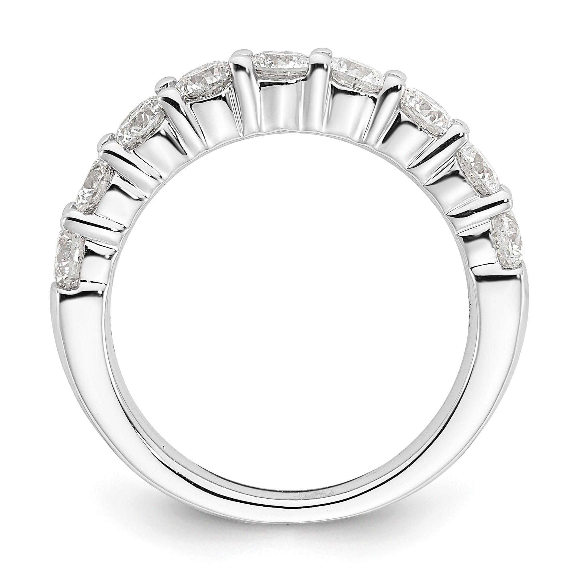 1.60ct. CZ Solid Real 14K White Gold 9-Stone Wedding Band Ring