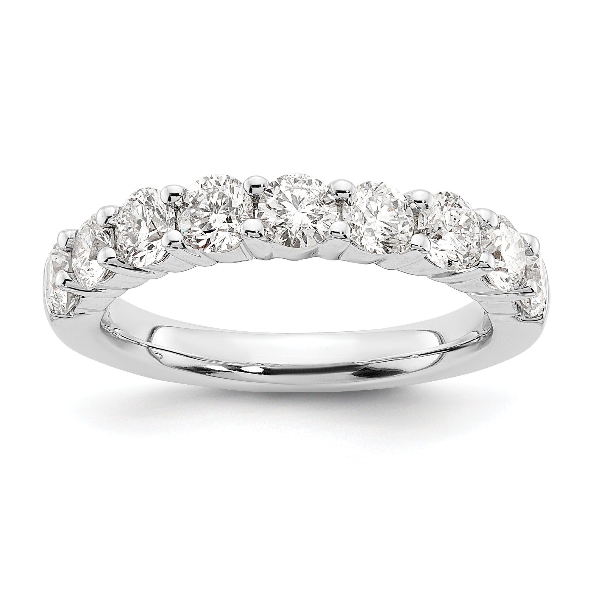 1.60ct. CZ Solid Real 14K White Gold 9-Stone Wedding Band Ring