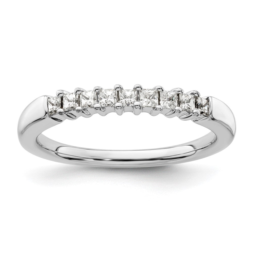 14K White Gold 9-Stone Real Diamond Band
