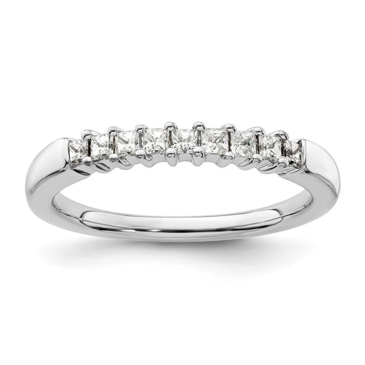14K White Gold 9-Stone Real Diamond Band