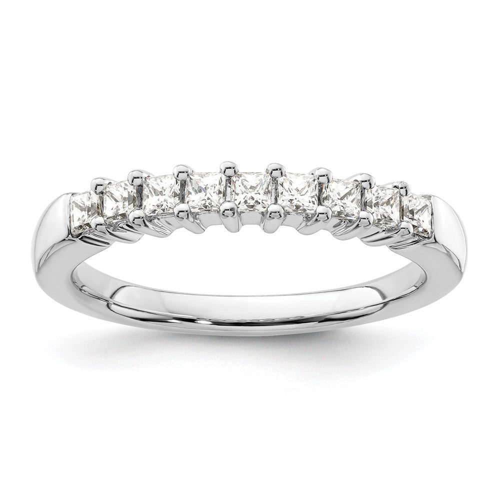 14K White Gold 9-Stone Real Diamond Band