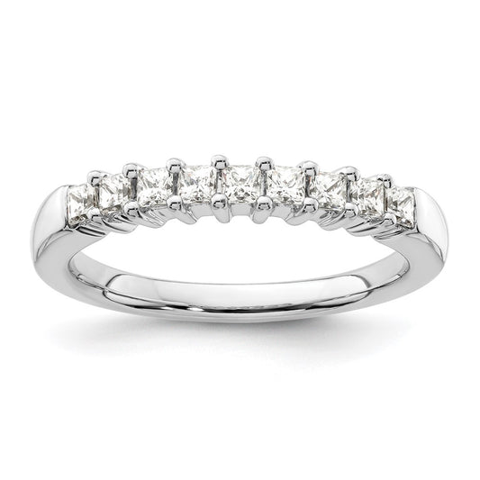 14K White Gold 9-Stone Real Diamond Band