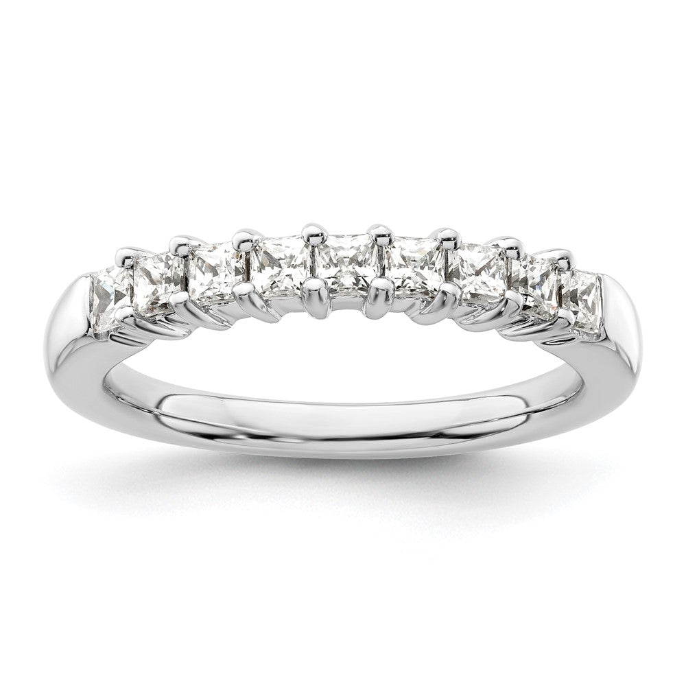 14K White Gold 9-Stone Real Diamond Band