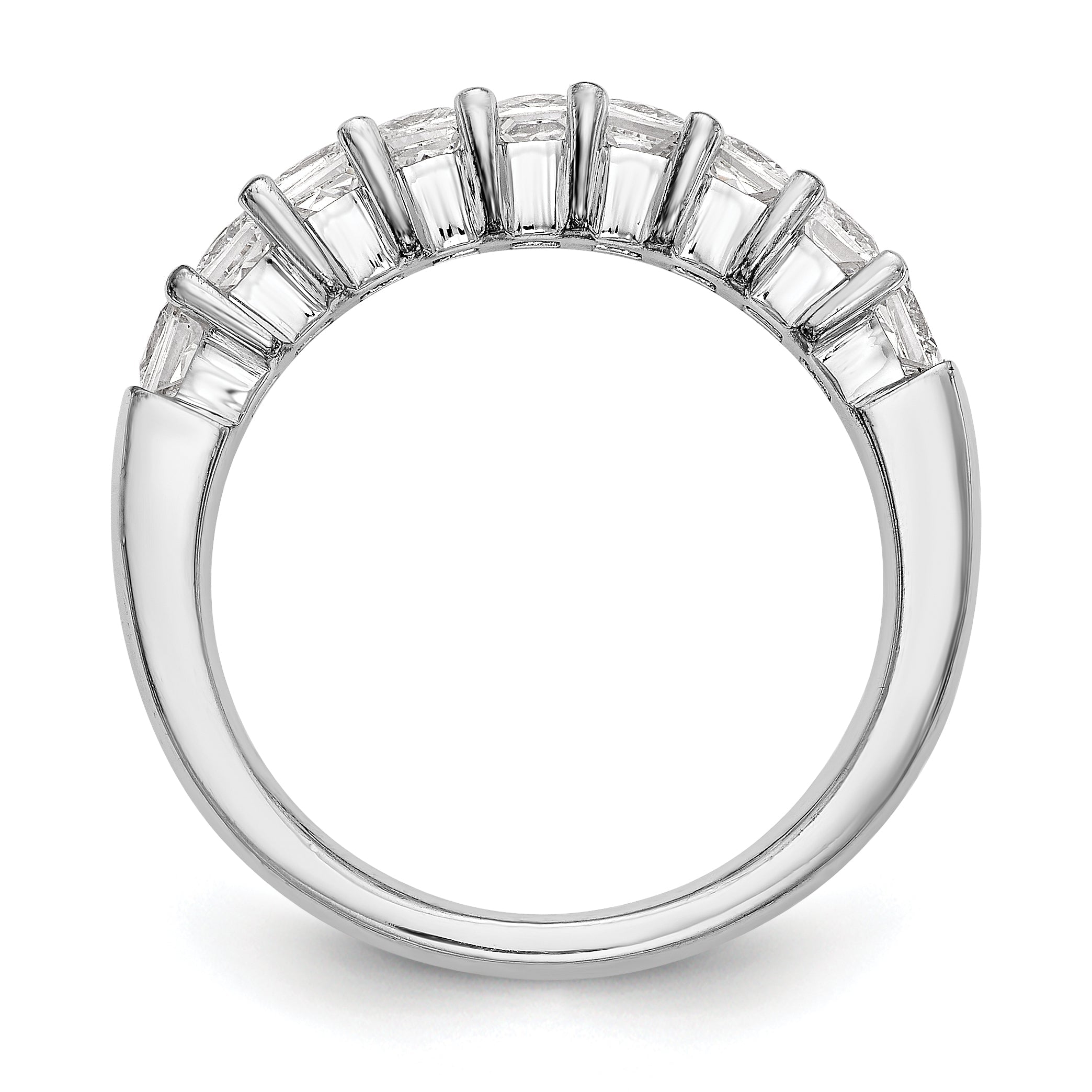 1.25ct. CZ Solid Real 14K White Gold 9-Stone Wedding Band Ring