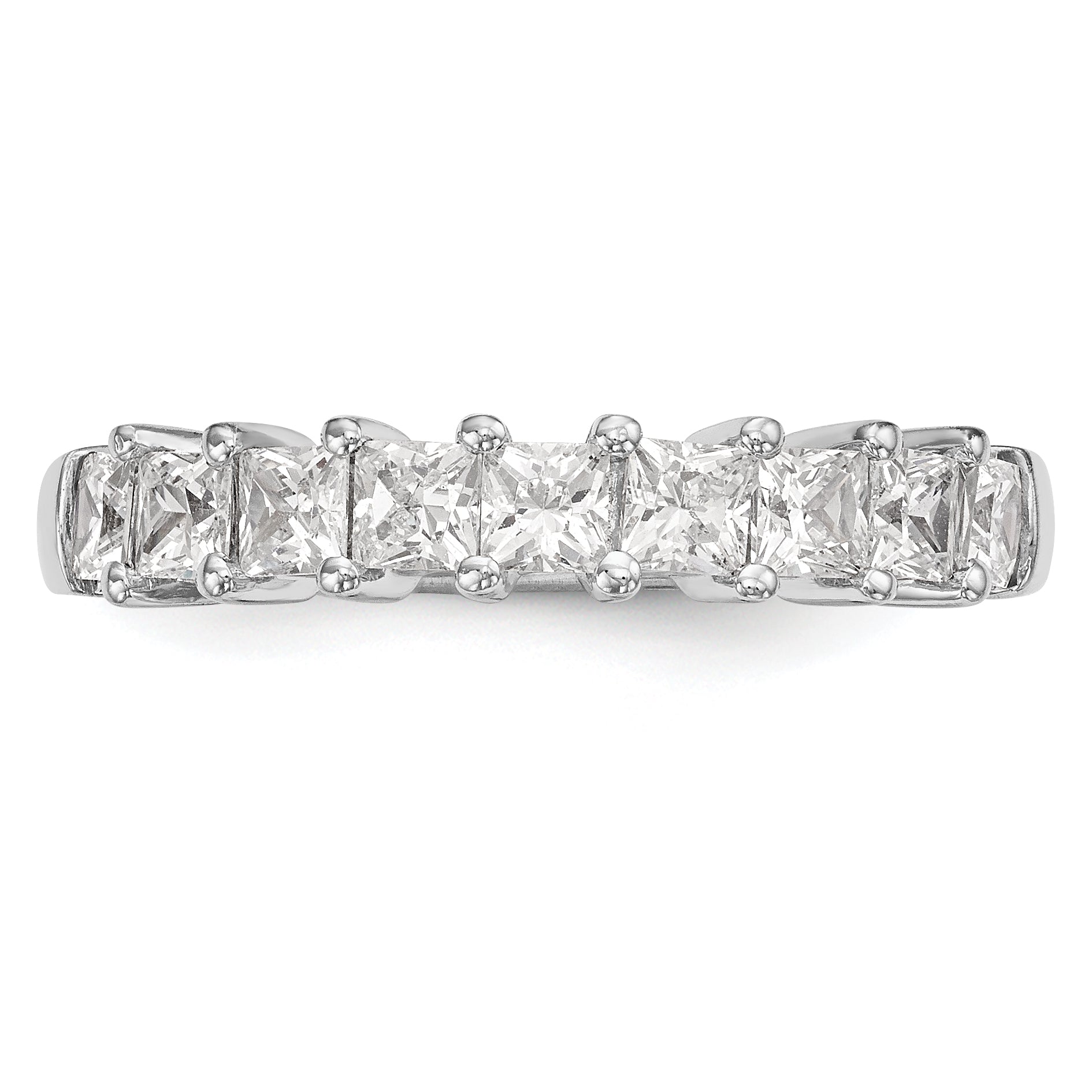 1.25ct. CZ Solid Real 14K White Gold 9-Stone Wedding Band Ring