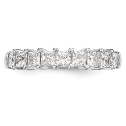 1.25ct. CZ Solid Real 14K White Gold 9-Stone Wedding Band Ring
