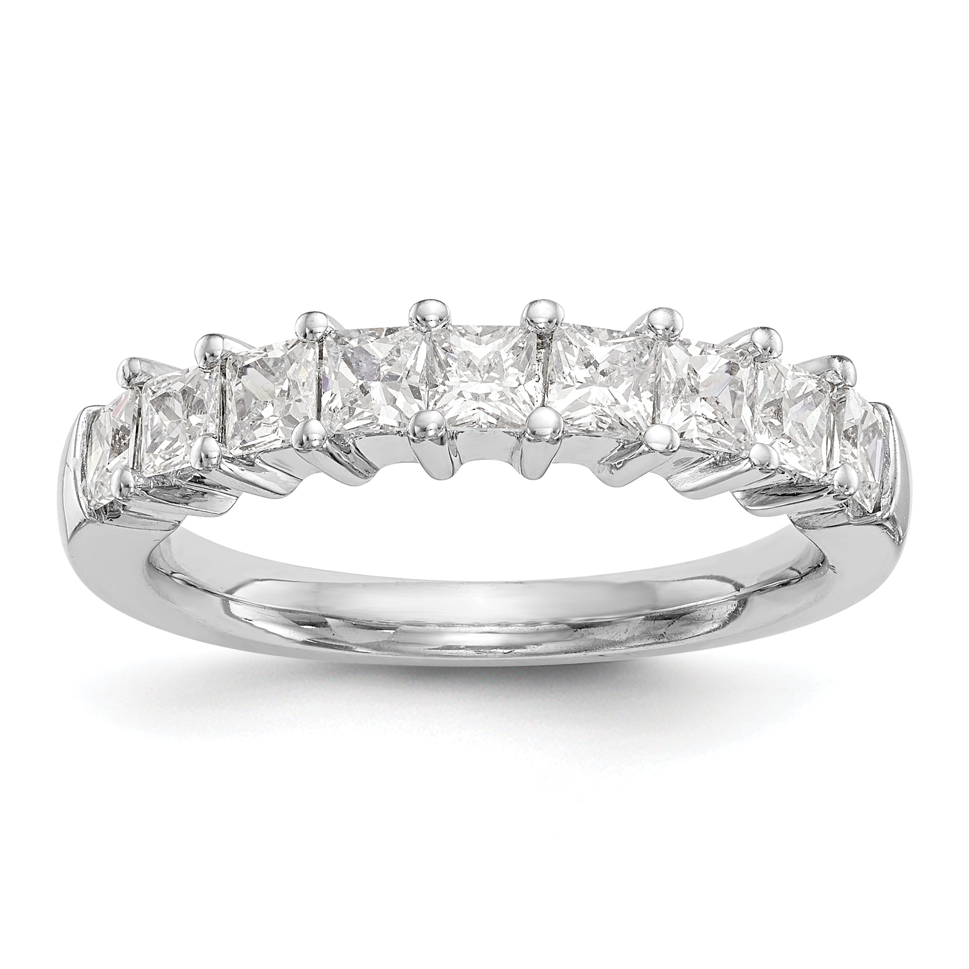 1.25ct. CZ Solid Real 14K White Gold 9-Stone Wedding Band Ring