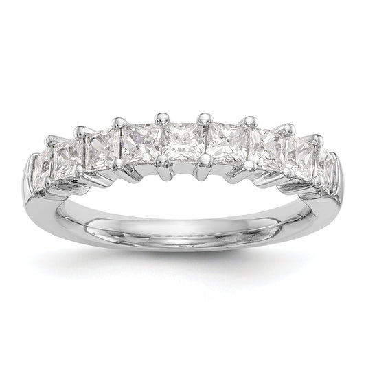 1.25ct. CZ Solid Real 14K White Gold 9-Stone Wedding Band Ring