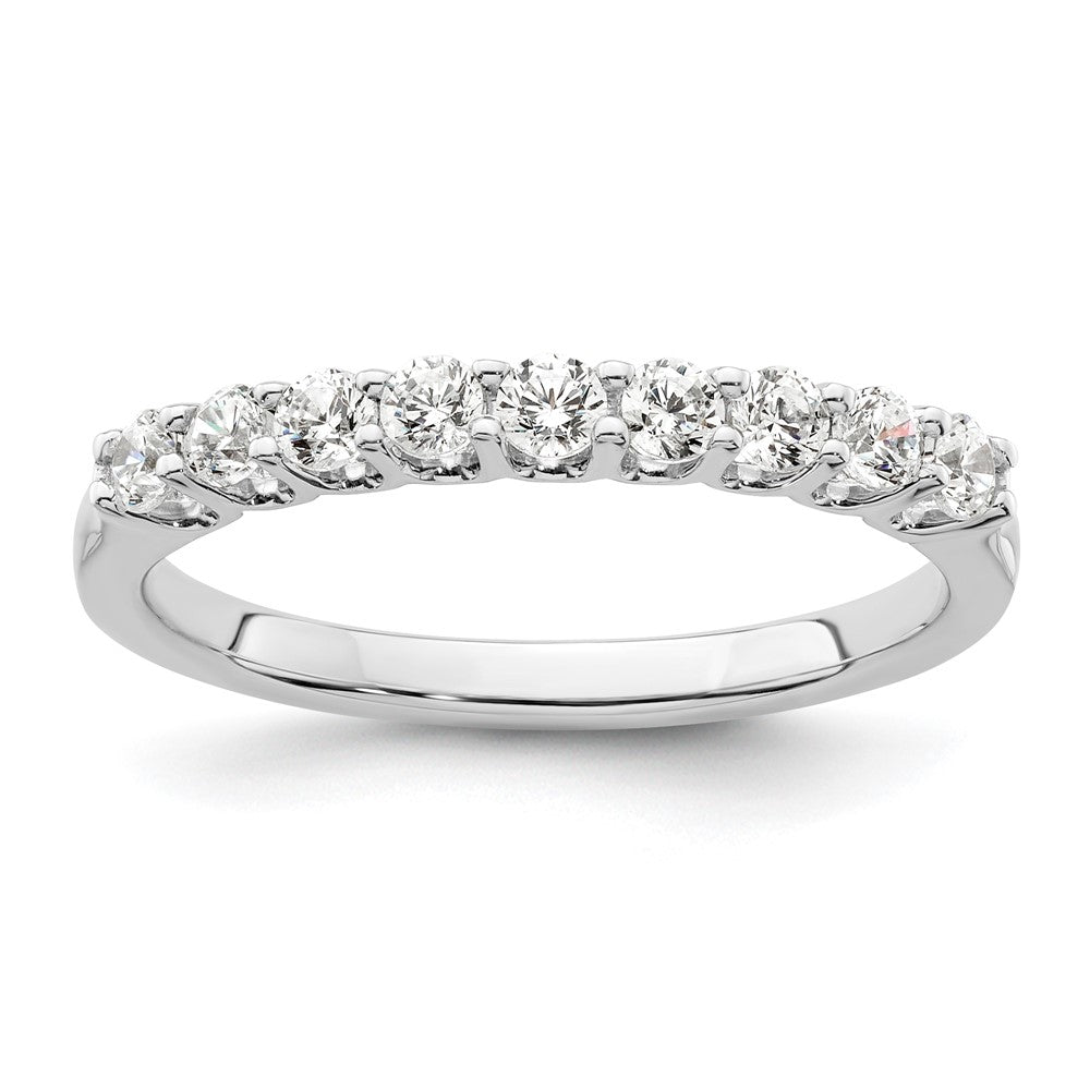 14K White Gold 9-Stone Real Diamond Band
