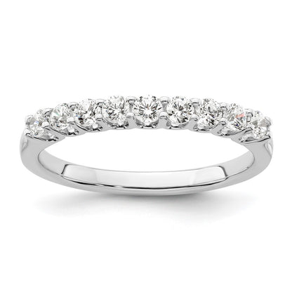 14K White Gold 9-Stone Real Diamond Band