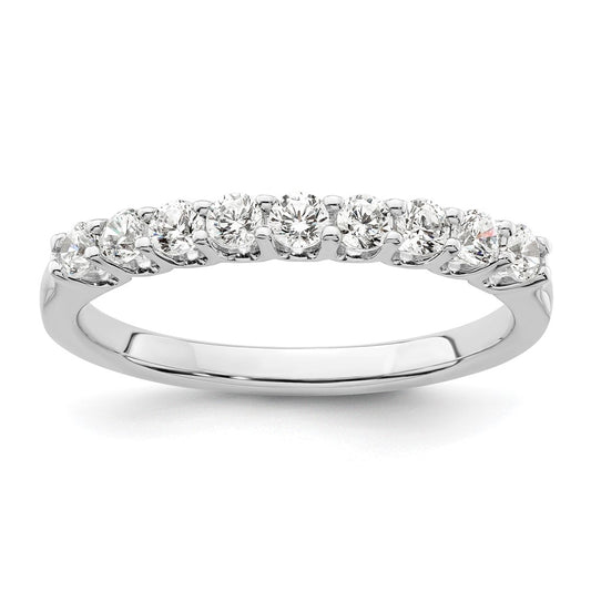 14K White Gold 9-Stone Real Diamond Band