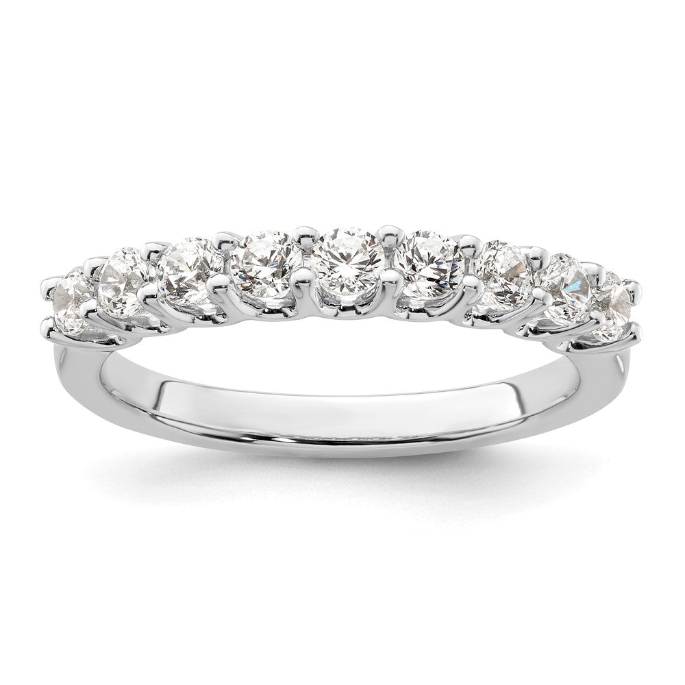 14K White Gold 9-Stone Real Diamond Band
