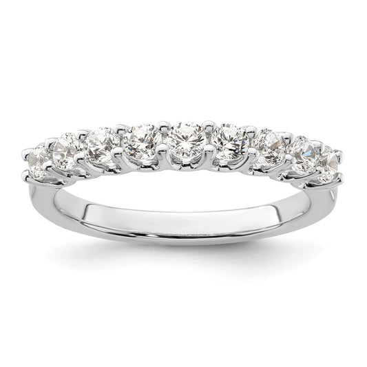 14K White Gold 9-Stone Real Diamond Band