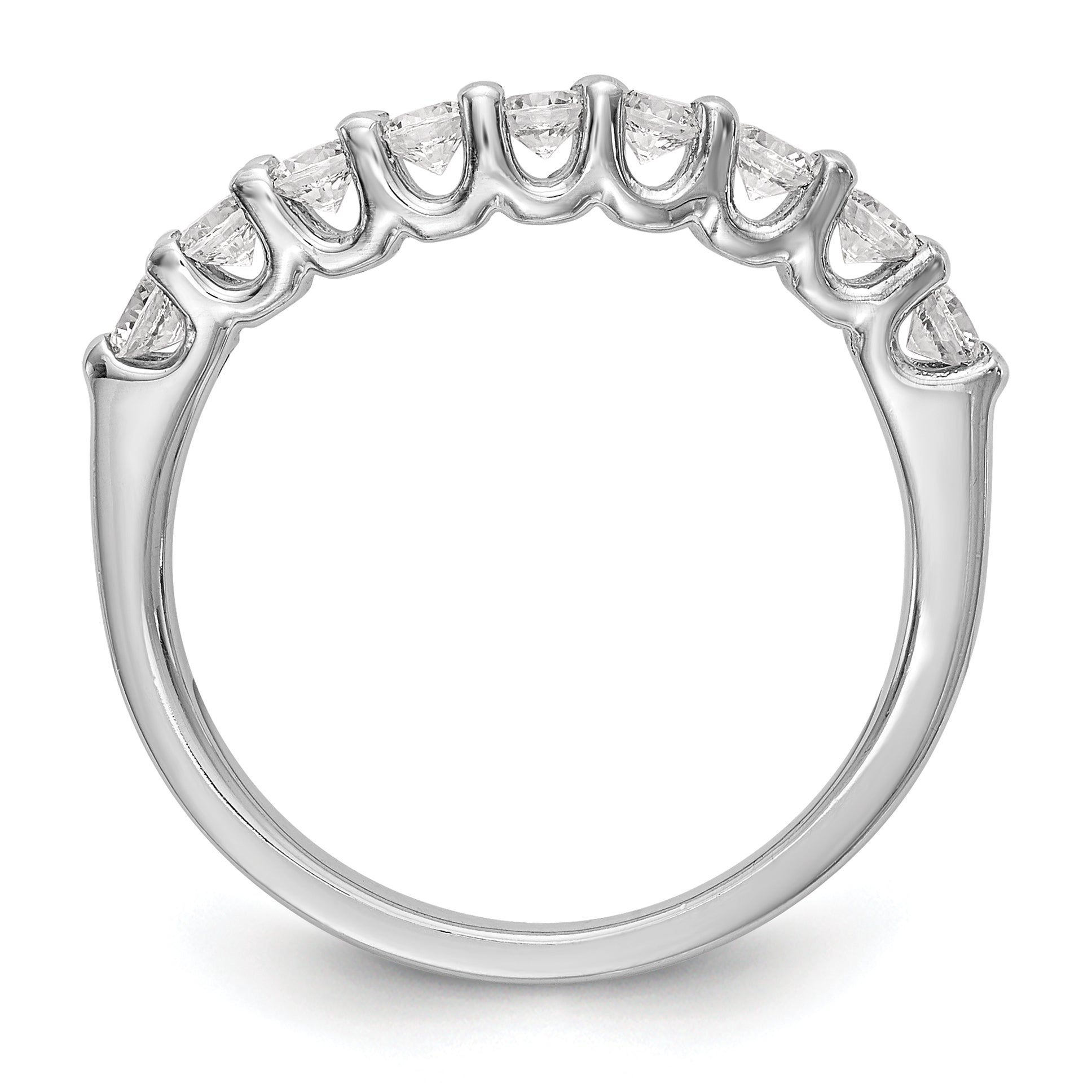 0.90ct. CZ Solid Real 14K White Gold 9-Stone Wedding Band Ring