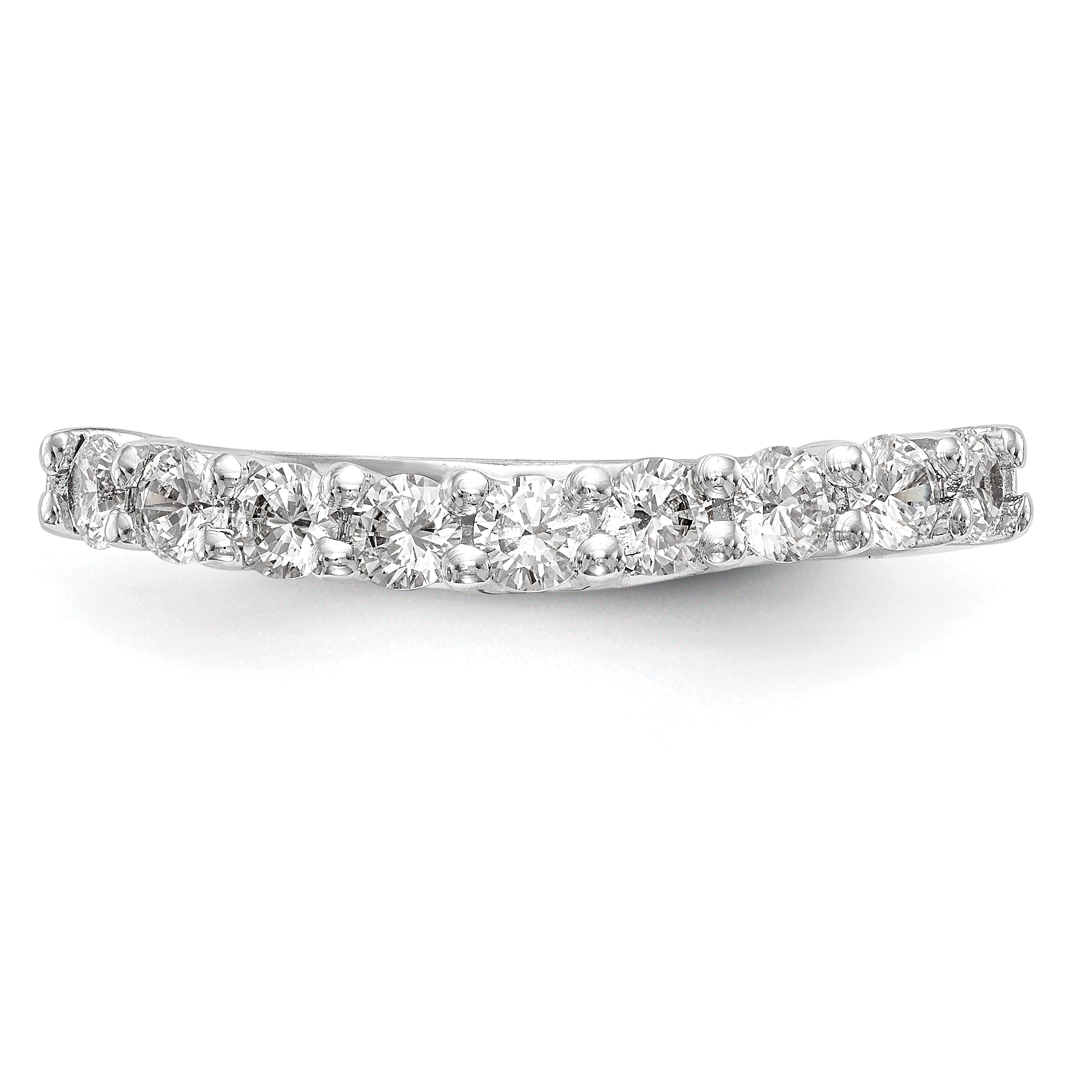 0.90ct. CZ Solid Real 14K White Gold 9-Stone Wedding Band Ring