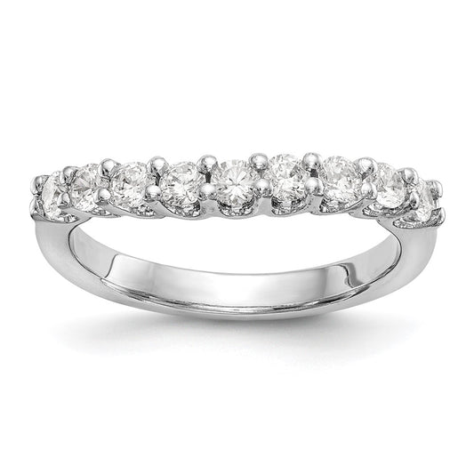 14K White Gold 9-Stone Real Diamond Band
