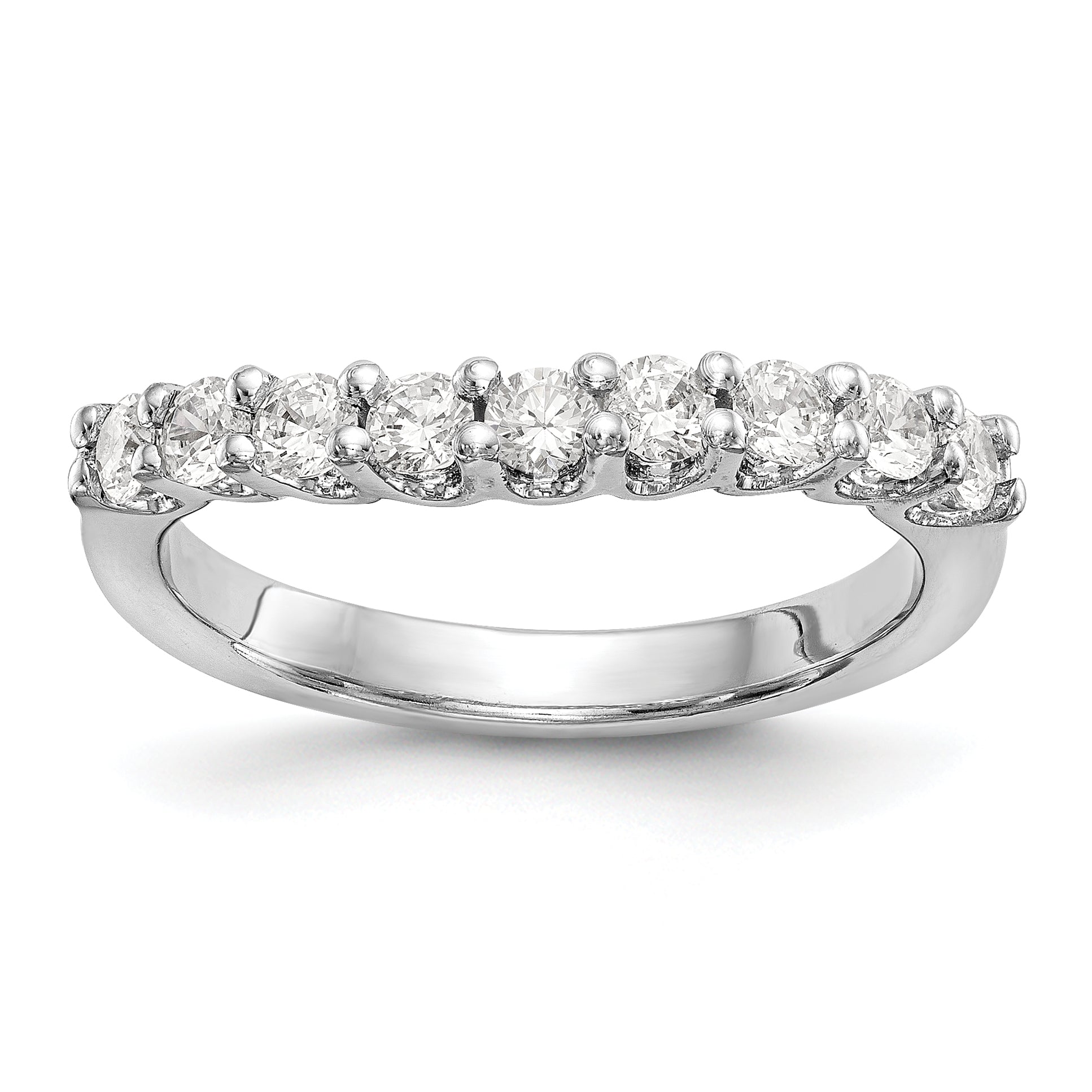 0.90ct. CZ Solid Real 14K White Gold 9-Stone Wedding Band Ring
