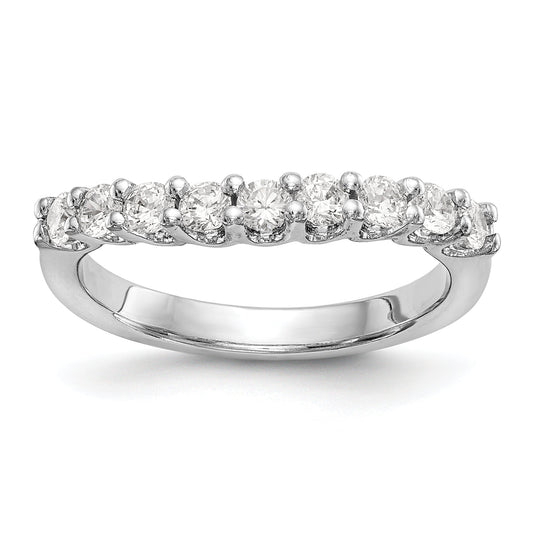 0.90ct. CZ Solid Real 14K White Gold 9-Stone Wedding Band Ring