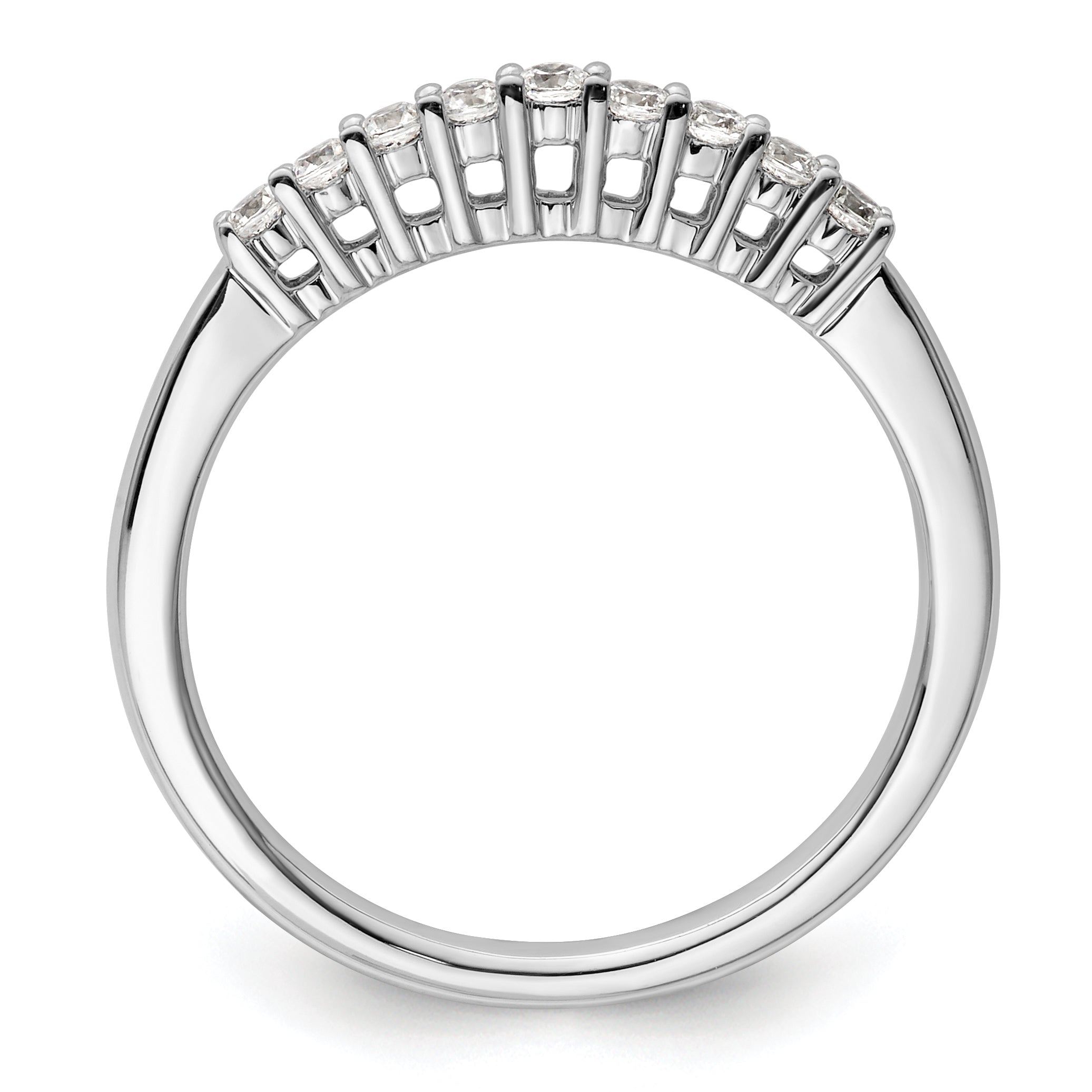 0.23ct. CZ Solid Real 14K White Gold 9-Stone Wedding Band Ring