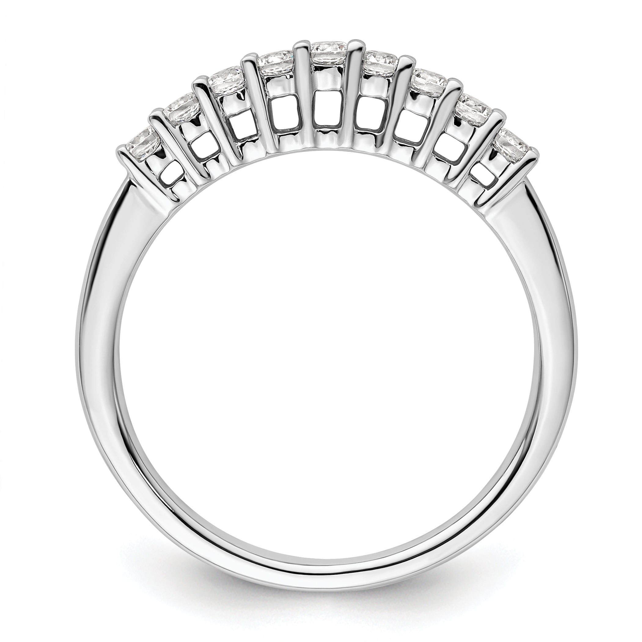 0.32ct. CZ Solid Real 14K White Gold 9-Stone Wedding Band Ring