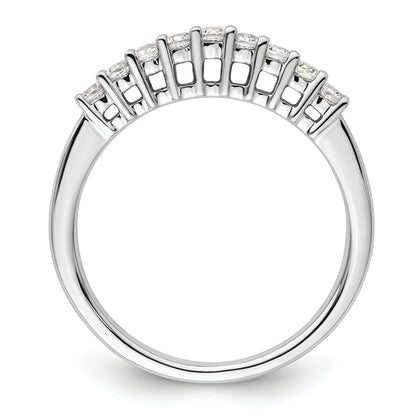 0.32ct. CZ Solid Real 14K White Gold 9-Stone Wedding Band Ring