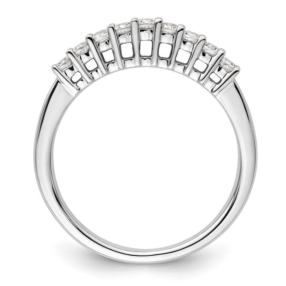 14K White Gold 9-Stone Real Diamond Band