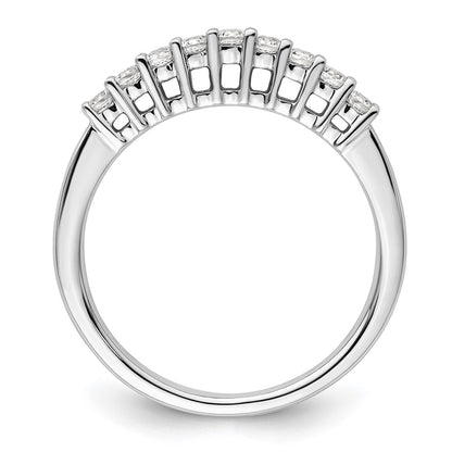 14K White Gold 9-Stone Real Diamond Band